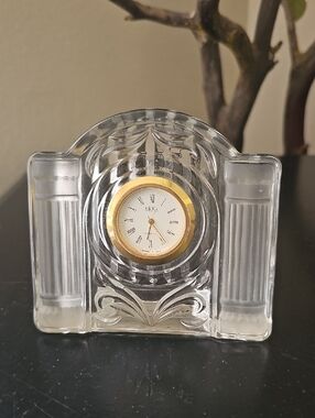 Mikasa Crystal Mantel Clock with Gold-Tone